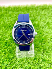 MEN'S  QUARTZ WATCHES Blue Dial with blue Silicone Rubber Belt with Magnet lock D-25