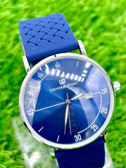 MEN'S  QUARTZ WATCHES Blue Dial with blue  Silicone Rubber Belt with Magnet lock D-26