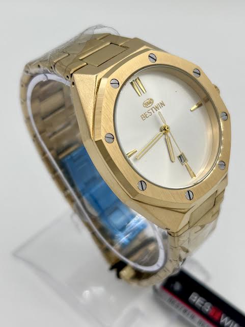 BEST WIN Golden chain with golden dial Date,Time Premium Quality watch Quartz D-19