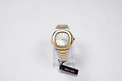 BEST WIN PREMIUM QUALITY 2 TONE CHAIN  WITH GOLDEN DIAL DATE TIME