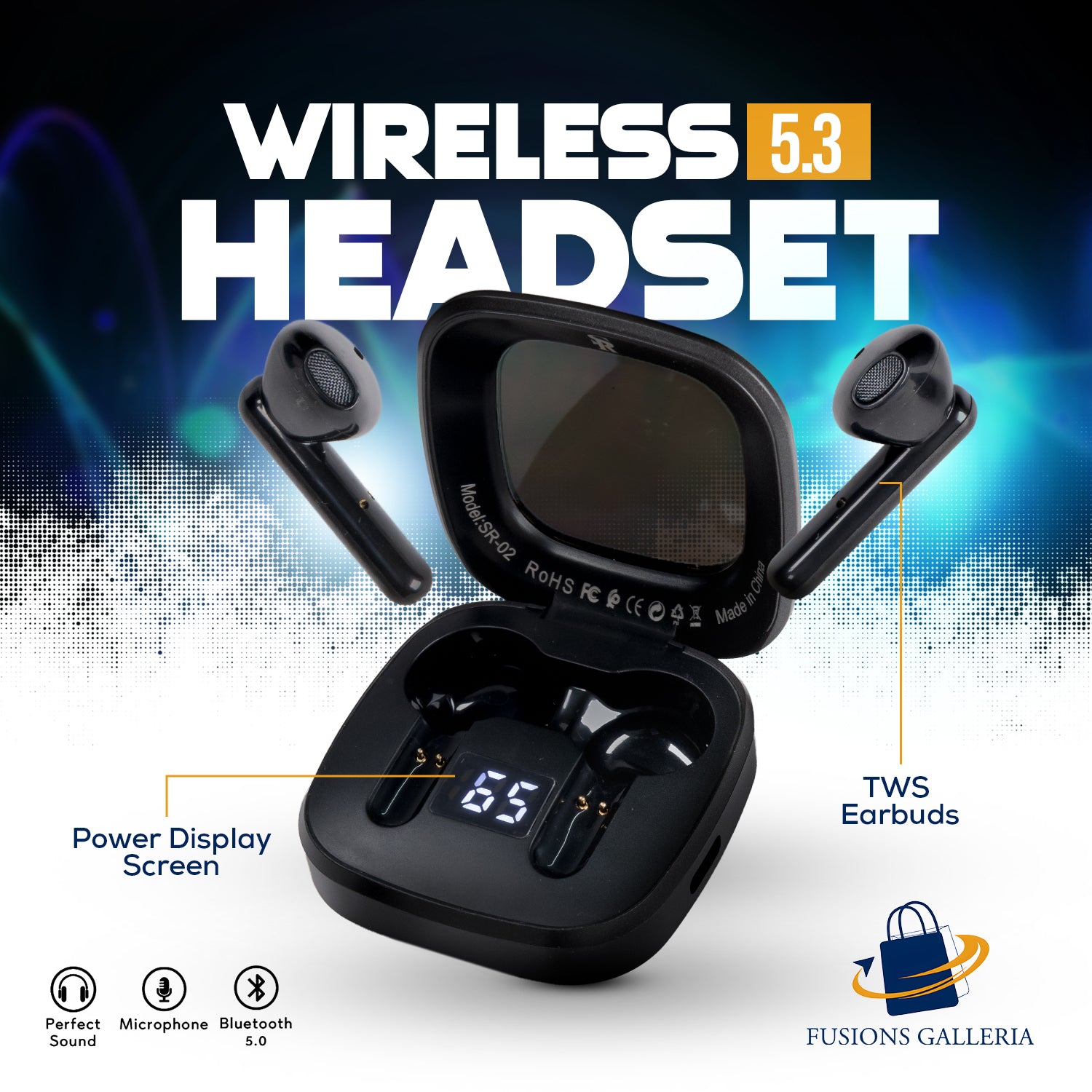 SR 02  WIRELESS HEADSET TWS  EAR BUDS