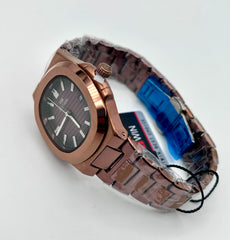 NEW ARRIVALS STAINLESS STEEL BACK BRONZE GOLD CHAIN WITH BRONZE GOLD DIAL DATE TIME  WATER RESISTANT D-30