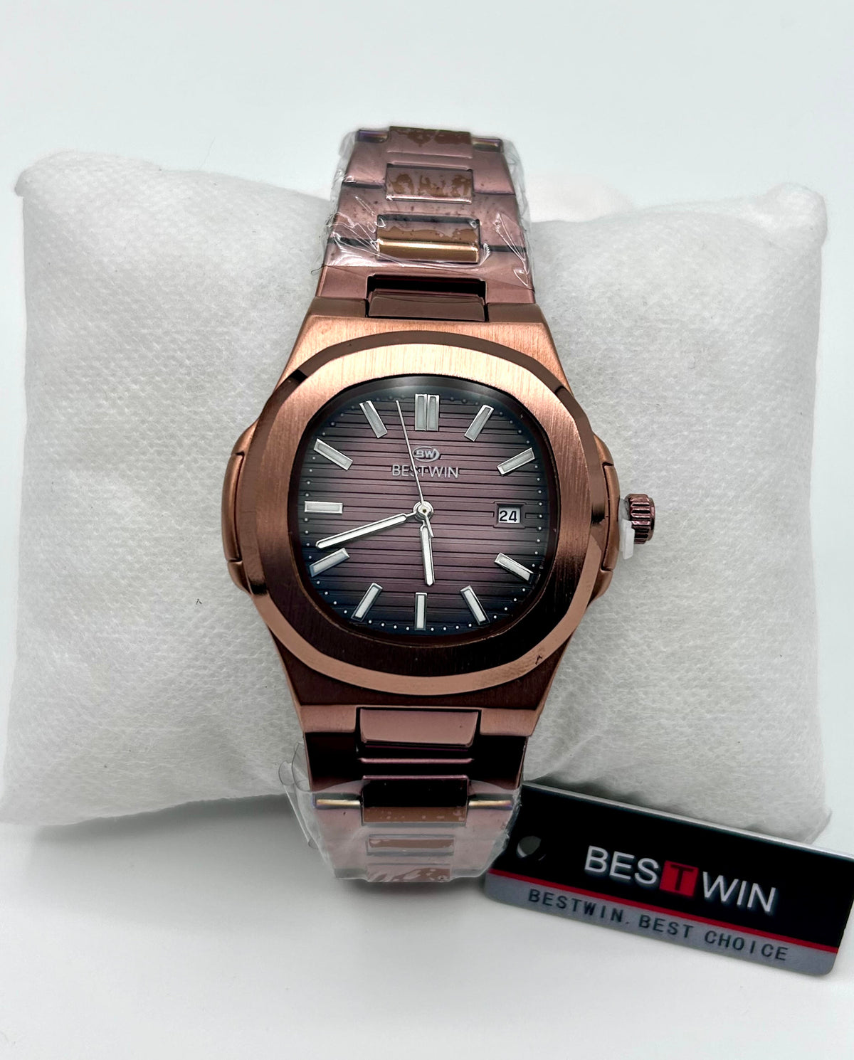 NEW ARRIVALS STAINLESS STEEL BACK BRONZE GOLD CHAIN WITH BRONZE GOLD DIAL DATE TIME  WATER RESISTANT D-30